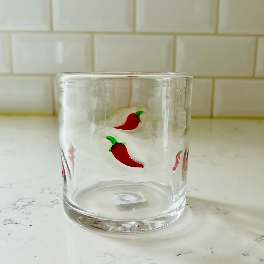 Crate&Barrel Chili Pepper Icon Double Old-Fashioned Glass